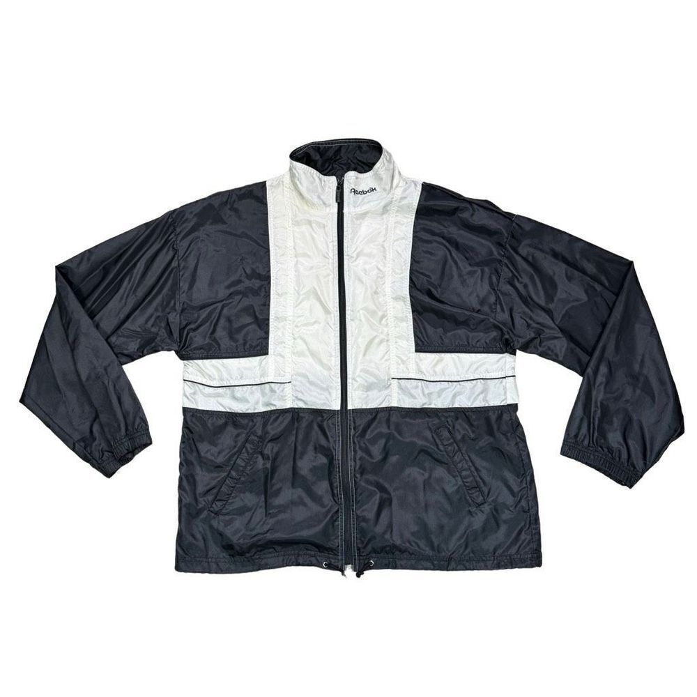 Reebok Vintage Colorblock Windbreaker Black‎ and White Men’s Size Large
